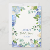 ブルーアジサイフローラブライダルシャワーゲームカード 招待状 (裏面)