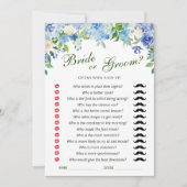 ブルーアジサイフローラブライダルシャワーゲームカード 招待状 (正面)