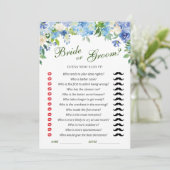 ブルーアジサイフローラブライダルシャワーゲームカード 招待状 (スタンド正面)