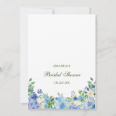 ブルーアジサイフローラブライダルシャワーゲームカード 招待状 (裏面)