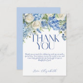 ブルーアジサイフローラブライダルシャワーサンキューカード 招待状 (正面/裏面)