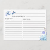 ブルーアジサイフローラブライダルシャワーレシピカード エンクロージャーカード (正面)