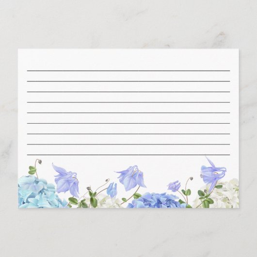 ブルーアジサイフローラブライダルシャワーレシピカード エンクロージャーカード (裏面)