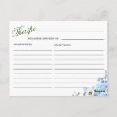 ブルーアジサイフローラブライダルシャワーレシピカード ポストカード (裏面)