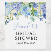 ブルーアジサイフローラブライダルシャワーワインラベル ワインラベル (シングルラベル)