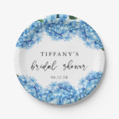 ブルーアジサイフローラブライダルシャワー ペーパープレート (正面)