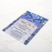 ブルーアジサイフローラブライダルシャワー 箔招待状 (回転した状態)