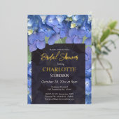ブルーアジサイフローラブライダルシャワー 箔招待状 (立ち正面)