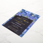 ブルーアジサイフローラブライダルシャワー 箔招待状 (回転した状態)