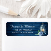 ブルーアジサイフローラランタンネイビーウッド結婚ズ ラベル (インサイチュ)