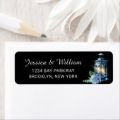 ブルーアジサイフローラランタンブラックボホ結婚ズ ラベル (インサイチュ)