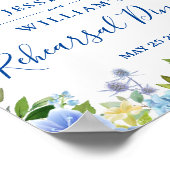 ブルーアジサイフローラリハーサルディナーサイン ポスター (角)