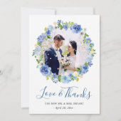 ブルーアジサイフローラリース写真ありがとう サンキューカード (正面)