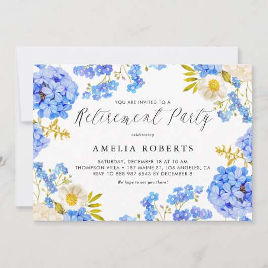 ブルーアジサイフローラ冬季退職パーティー 招待状 (正面)