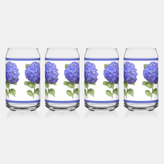 ブルーアジサイフローラ植物芸術 ガラス缶 (正面)