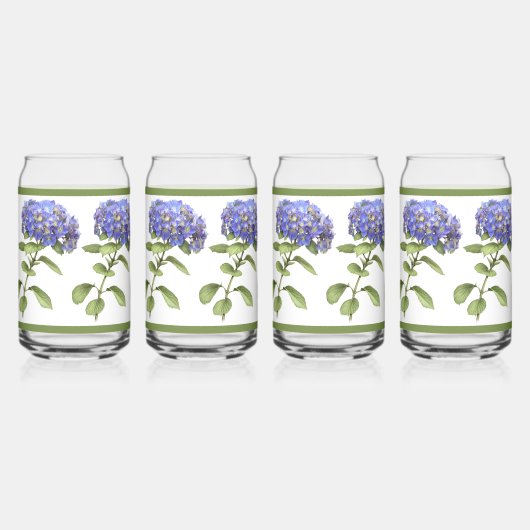 ブルーアジサイフローラ植物芸術 ガラス缶 (正面)