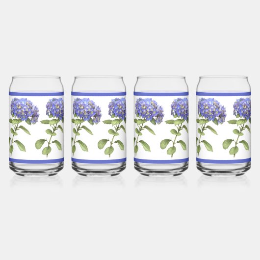 ブルーアジサイフローラ植物芸術 ガラス缶 (正面)