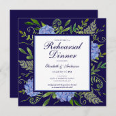 ブルーアジサイフローラ水の色のリハーサルディナー 招待状 (正面/裏面)