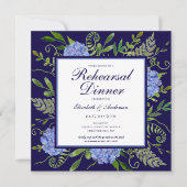 ブルーアジサイフローラ水の色のリハーサルディナー 招待状 (正面)