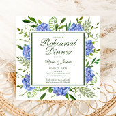 ブルーアジサイフローラ水の色のリハーサルディナー 招待状