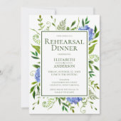 ブルーアジサイフローラ水の色のリハーサルディナー 招待状 (正面)