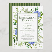 ブルーアジサイフローラ水の色のリハーサルディナー 招待状 (正面/裏面)