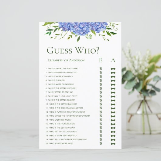 ブルーアジサイフローラ水色推測誰がゲーム (スタンド正面)