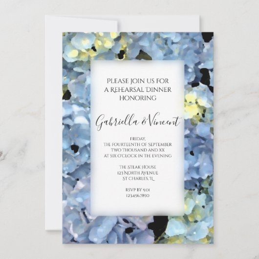 ブルーアジサイフローラ結婚のリハーサルディナー 招待状 (正面)
