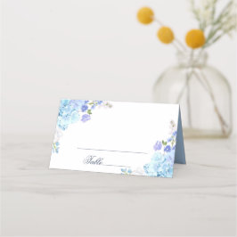 ブルーアジサイフローラ結婚グリーンリーのテーブル プレイスカード