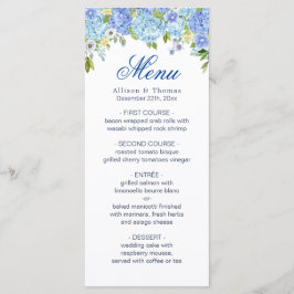 ブルーアジサイフローラ結婚グリーンリーのメニューカード メニュー