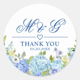 ブルーアジサイフローラ結婚グリーンリー ラウンドシール