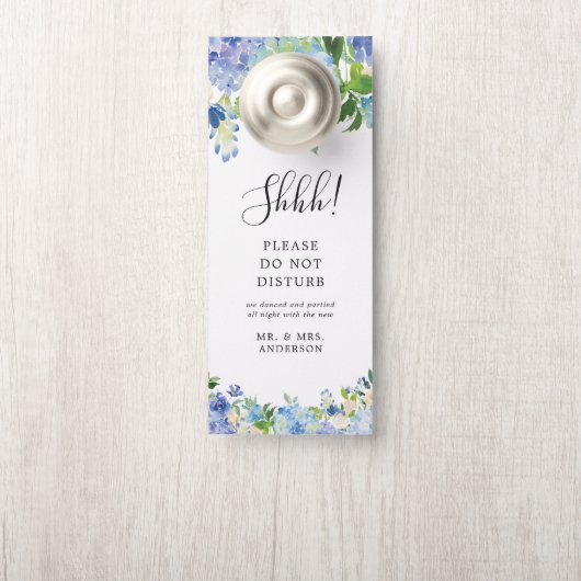 ブルーアジサイフローラ結婚ズウェルカムドアハンガー ドアノブサイン (ノブ)