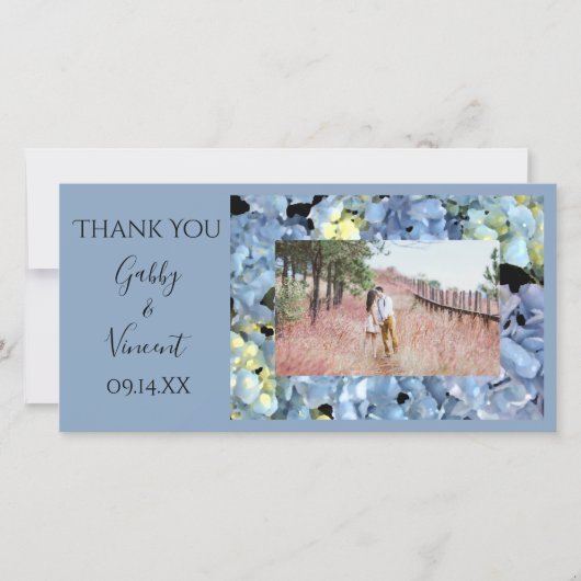 ブルーアジサイフローラ結婚ズサンキュー サンキューカード (正面)