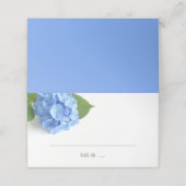 ブルーアジサイフローラ結婚ズフォールディング プレイスカード (外部開封)