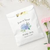 ブルーアジサイフローラ結婚式の引き出物バッグ フェイバーバッグ (封をした状態)