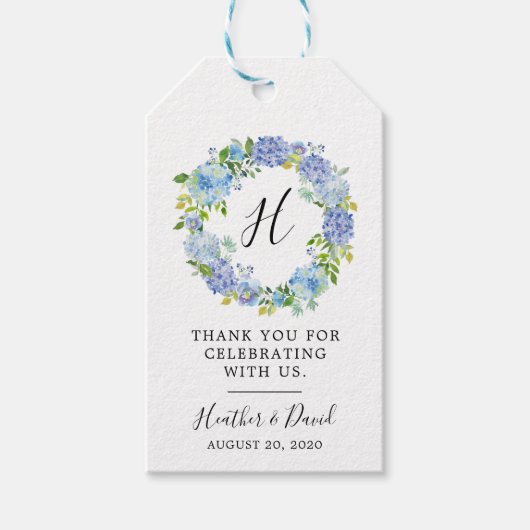 ブルーアジサイフローラ結婚式の引き出物ラベル ギフトタグ (正面)