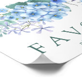 ブルーアジサイフローラ結婚式の引き出物標識 ポスター (角)