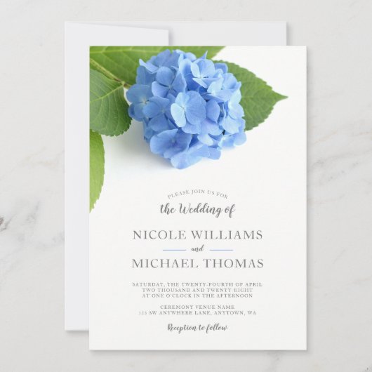 ブルーアジサイフローラ結婚式招待状 招待状 (正面)