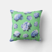 ブルーアジサイフローラ – 水彩ボタニカ クッション (裏面)