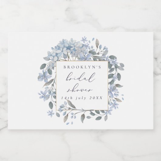 ブルーアジサイブライダルシャワーきらめくワインラベル スパークリングワインラベル (シングルラベル)