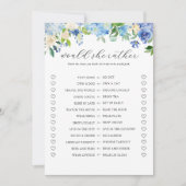 ブルーアジサイブライダルシャワーは彼女はむしろゲームをする 招待状 (正面)