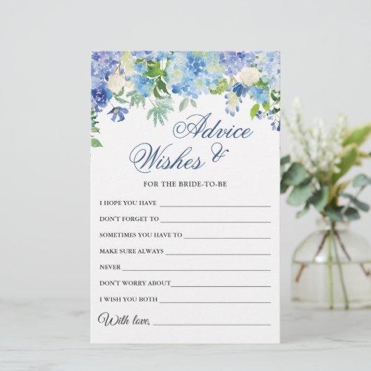 ブルーアジサイブライダルシャワーウィーズ&アドバイスカード (スタンド正面)