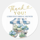 ブルーアジサイブライダルシャワーサンキューステッカー ラウンドシール (正面)