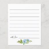 ブルーアジサイブライダルシャワーデイトナイトアイディアカード (裏面)