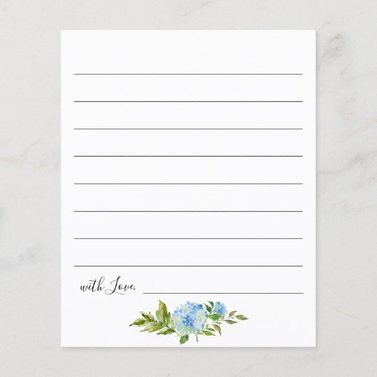 ブルーアジサイブライダルシャワーデイトナイトアイディアカード (裏面)