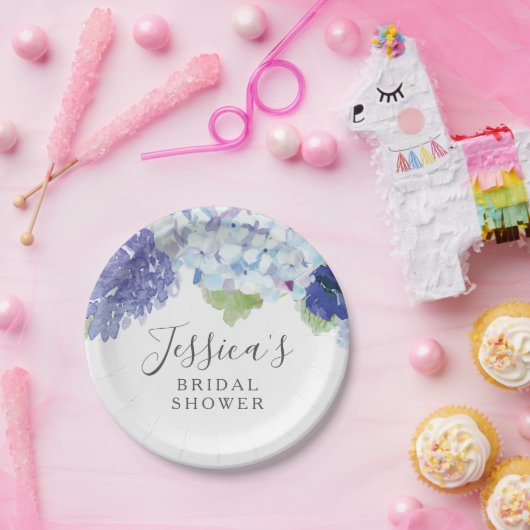 ブルーアジサイブライダルシャワーパーティープレート ペーパープレート (パーティー)