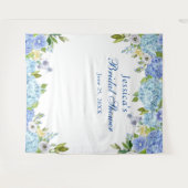 ブルーアジサイブライダルシャワーフォトブース背景 タペストリー (正面(横))