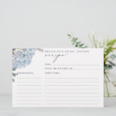 ブルーアジサイブライダルシャワーレシピカード (スタンド正面)