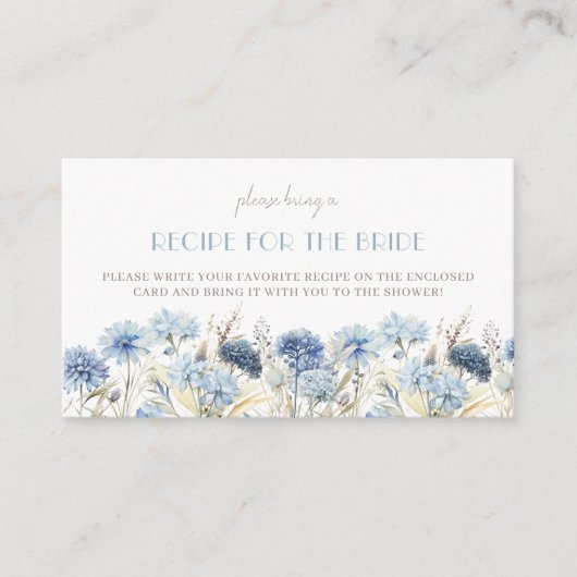 ブルーアジサイブライダルシャワーレシピリクエスト エンクロージャーカード (正面)