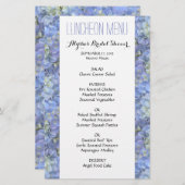 ブルーアジサイブライダルシャワー5x8ランチョンメニュー (正面/裏面)